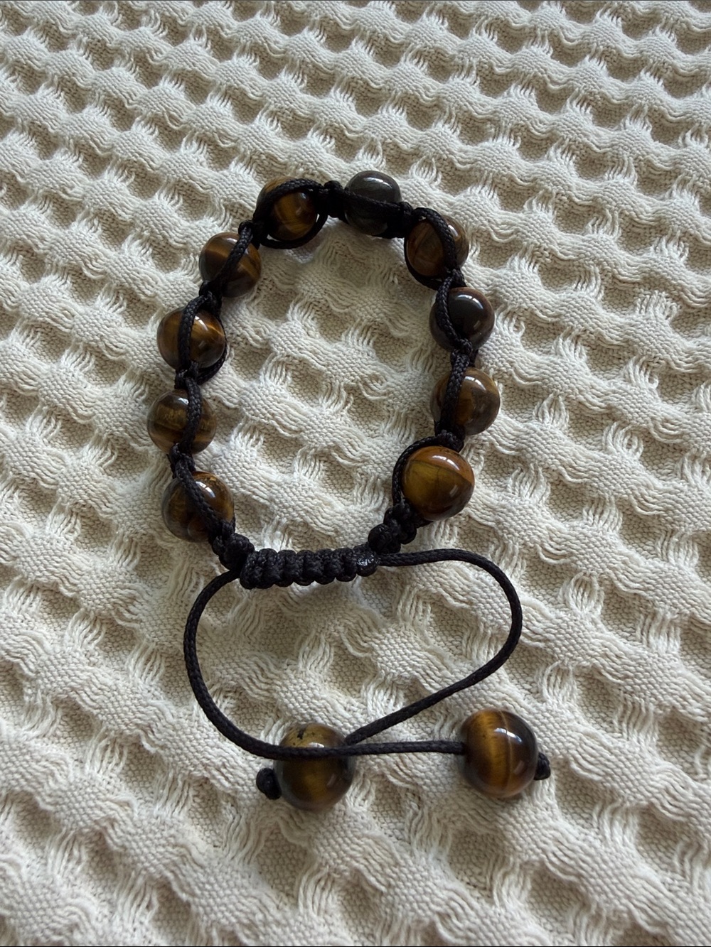 Women/ Men Brown Tiger Eye Bead Adjustable Bracelet